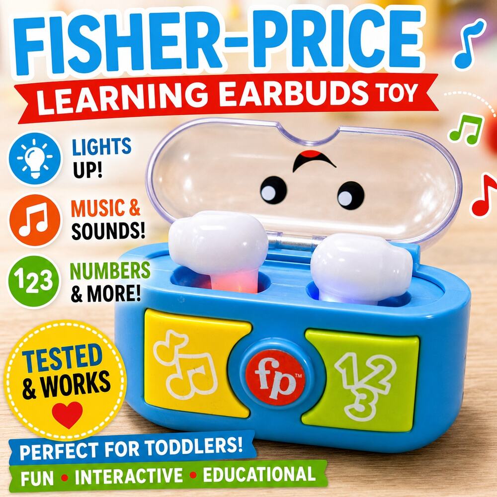 Fisher Price Toy Earbuds Learning Music Numbers Light Up Tested Works